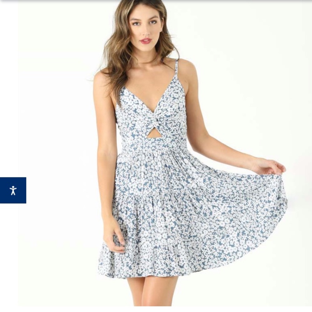 Floral twist peephole dress